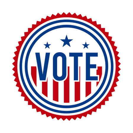 2020 Presidential Election Vote Badge - United States of America. USA Patriotic Symbol - American Flag. Democratic / Republican Support Pin, Emblem, Stamp or Button. November 3のイラスト素材
