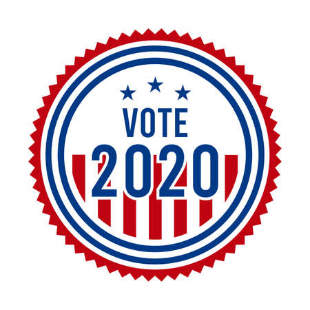 2020 Presidential Election Vote Badge - United States of America. USA Patriotic Symbol - American Flag. Democratic / Republican Support Pin, Emblem, Stamp or Button. November 3のイラスト素材