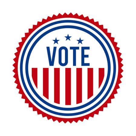 2020 Presidential Election Vote Badge - United States of America. USA Patriotic Symbol - American Flag. Democratic / Republican Support Pin, Emblem, Stamp or Button. November 3のイラスト素材