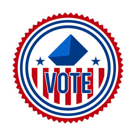 2020 Presidential Election Vote Badge - United States of America. USA Patriotic Symbol - American Flag. Democratic / Republican Support Pin, Emblem, Stamp or Button. November 3のイラスト素材