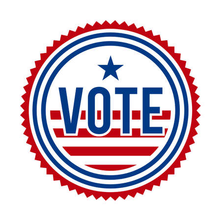2020 Presidential Election Vote Badge - United States of America. USA Patriotic Symbol - American Flag. Democratic / Republican Support Pin, Emblem, Stamp or Button. November 3のイラスト素材