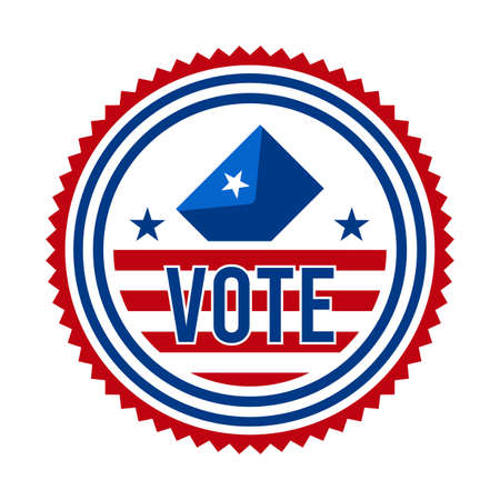 2020 Presidential Election Vote Badge - United States of America. USA Patriotic Symbol - American Flag. Democratic / Republican Support Pin, Emblem, Stamp or Button. November 3のイラスト素材
