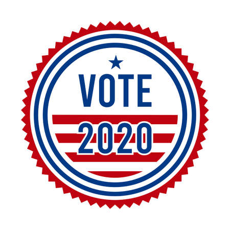 2020 Presidential Election Vote Badge - United States of America. USA Patriotic Symbol - American Flag. Democratic / Republican Support Pin, Emblem, Stamp or Button. November 3のイラスト素材