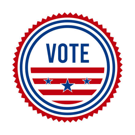 2020 Presidential Election Vote Badge - United States of America. USA Patriotic Symbol - American Flag. Democratic / Republican Support Pin, Emblem, Stamp or Button. November 3のイラスト素材