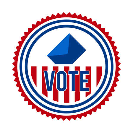 2020 Presidential Election Vote Badge - United States of America. USA Patriotic Symbol - American Flag. Democratic / Republican Support Pin, Emblem, Stamp or Button. November 3のイラスト素材