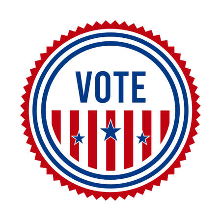 2020 Presidential Election Vote Badge - United States of America. USA Patriotic Symbol - American Flag. Democratic / Republican Support Pin, Emblem, Stamp or Button. November 3のイラスト素材