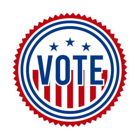 2020 Presidential Election Vote Badge - United States of America. USA Patriotic Symbol - American Flag. Democratic / Republican Support Pin, Emblem, Stamp or Button. November 3のイラスト素材