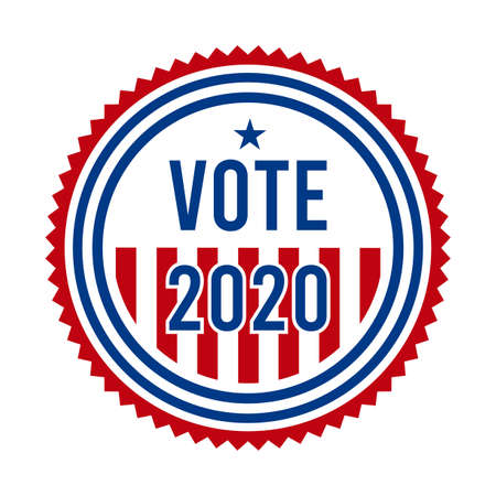 2020 Presidential Election Vote Badge - United States of America. USA Patriotic Symbol - American Flag. Democratic / Republican Support Pin, Emblem, Stamp or Button. November 3のイラスト素材
