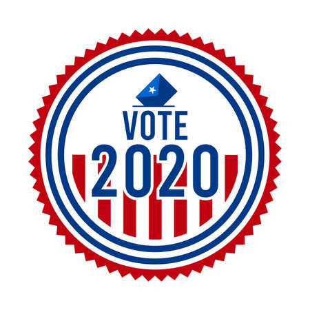 2020 Presidential Election Vote Badge - United States of America. USA Patriotic Symbol - American Flag. Democratic / Republican Support Pin, Emblem, Stamp or Button. November 3のイラスト素材