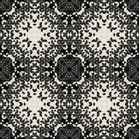 Modern simple geometric seamless pattern background with triangles shapes - black, white. Abstract and elegant fashion design texture for print or digital paper. Grid tile mosaic pattern.の写真素材