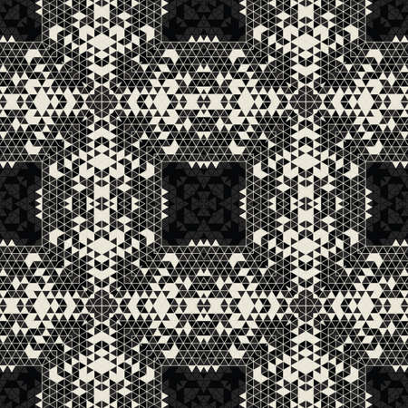 Modern simple geometric seamless pattern background with triangles shapes - black, white. Abstract and elegant fashion design texture for print or digital paper. Grid tile mosaic pattern.の写真素材