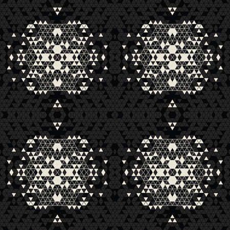 Modern simple geometric seamless pattern background with triangles shapes - black, white. Abstract and elegant fashion design texture for print or digital paper. Grid tile mosaic pattern.の写真素材