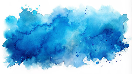 Abstract blue watercolor background. Texture paper. Hand-drawn illustration.の素材