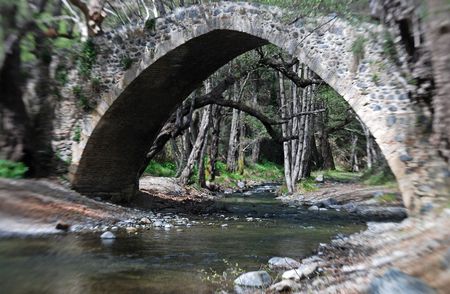                           Ancient venetian bridge of Tzelefos in Cyprus          の写真素材