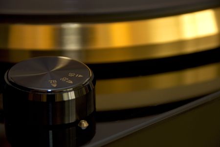 Details of a Vinyl palyer with a record spinning round. の写真素材