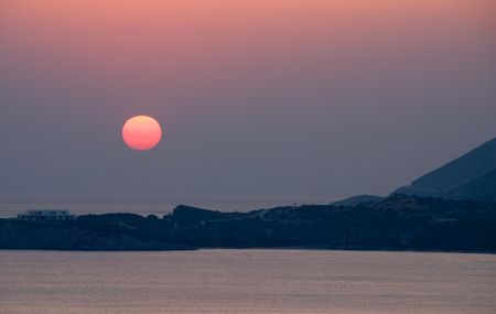 Sunset from cape Sounio in Greeceの写真素材