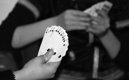 People playing Pokerの写真素材