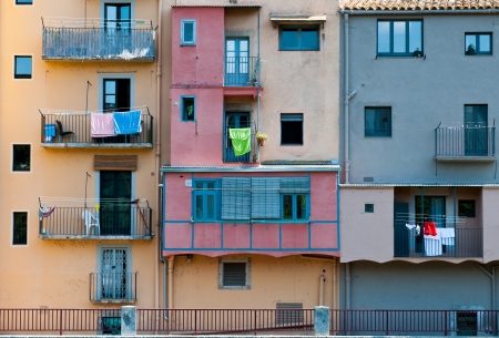 Colorful apartment rooms in Girona city, Spainの写真素材