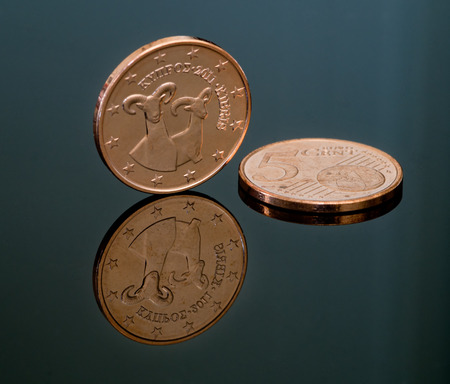 Details of a five cent  Euro coin from  Cyprus