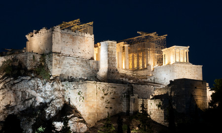 Famous ancient Parthenon landmark at Acropolis Hill, Athens Greece.のeditorial素材