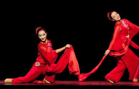 NICOSIA, CYPRUS - OCTOBER 3: China Wuxi  Performing Arts group perform national dances during Cyprus and China Cultural festival week on October 3, 2014 in Nicosia Cyprusのeditorial素材