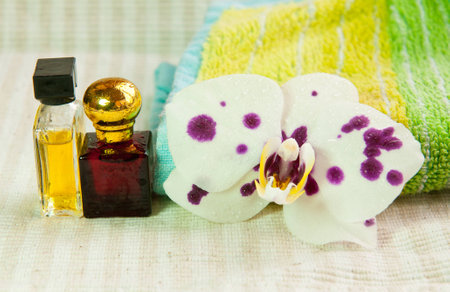 Orchid flower and bodycare cosmetic products for atomatotherapy.の写真素材