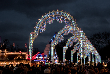 London, United Kingdom - December 12, 2015: People at Winter Wonderland amusement park  in Hyde park in London UK during Christmas and New years celebrationsのeditorial素材