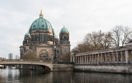 Berlin, Germany - January 18 2016: Berlin Cathedral or  Berliner Dom is the short name for the Evangelical  Supreme Parish and Collegiate Church  in Berlin, Germany located on Museum Island in the Mitte borough.のeditorial素材