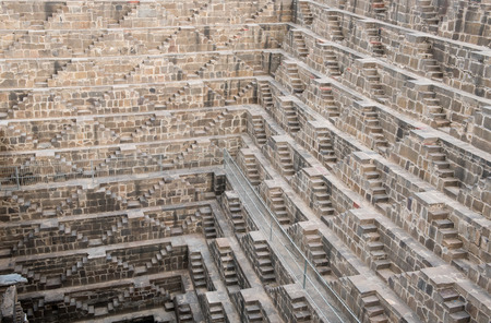 Details of the ancient stepwell of chand baori, at the village of  Abhaneri, near Jaipur, Rajasthan ...
