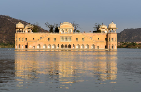 The haunting Jal Mahal palace is set on Man Sagar Lake in Jaipur, Indiaのeditorial素材