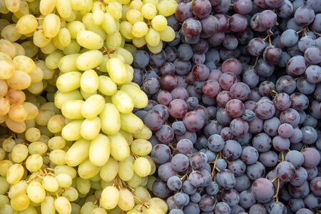 White and red  wine fresh health grape fruits on a fruit market