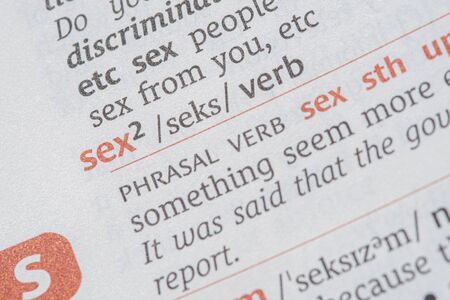 Close-up of the definition of the dictionary word sex.の写真素材