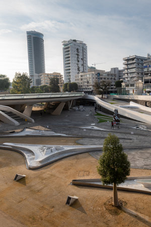 Cityscape of Nicosia from Eleftheria square with modern futuristic architecture. Cyprusのeditorial素材