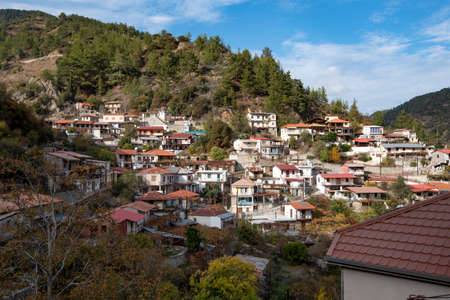 Mountainagrotourism holiday villages in the forest. Milikouri at Troodos mountains in Cyprus.の写真素材