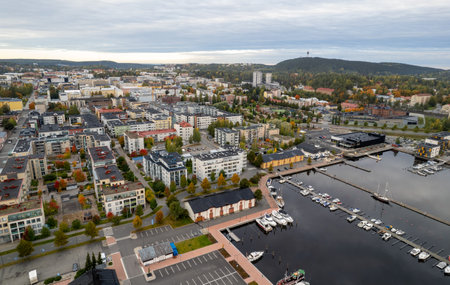 Aerial drone view of the city of Kuopio in Eastern finland., Norrthern Savoniaの写真素材