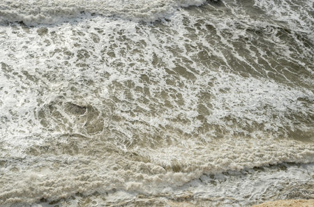 Topl view ocean water surface with waves. white water backgroundの写真素材
