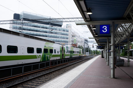 Railway arrival departure terminal station, tikkurila Helsinki Finland Europe