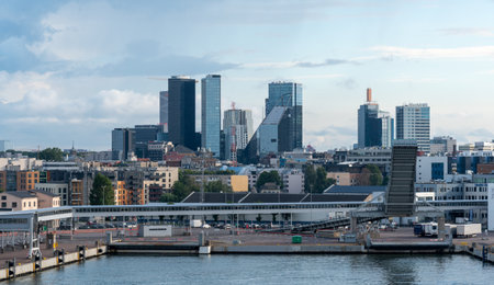 Cityscape and port of Tallinn , the capital city of Estonia Europe
