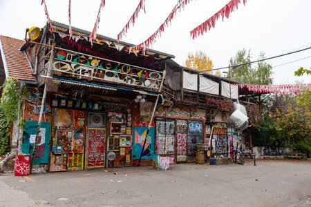 Ljubljana, Slovenia, October 31 2024: Metelkova mesto art center an autonomous social and cultural in Ljubljana.のeditorial素材