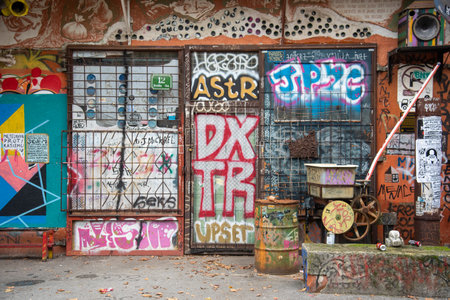 Ljubljana, Slovenia, October 31 2024: Metelkova mesto art center an autonomous social and cultural in Ljubljana.のeditorial素材