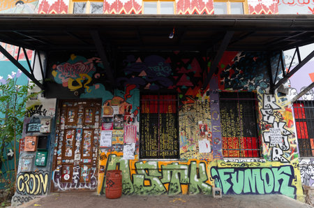 Ljubljana, Slovenia, October 31 2024: Metelkova mesto art center an autonomous social and cultural in Ljubljana.のeditorial素材