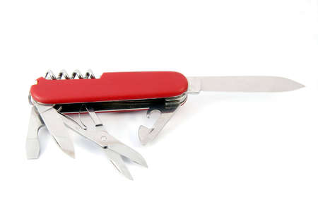 Swiss pocket knife isolated on white 