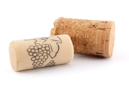 Wine corks on white backgroundの写真素材