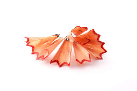 Pencil chips on white backgroundの写真素材