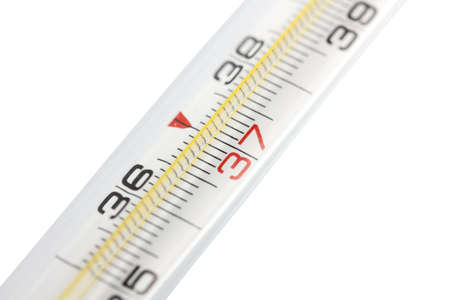 Medical mercury thermometer on white background の写真素材