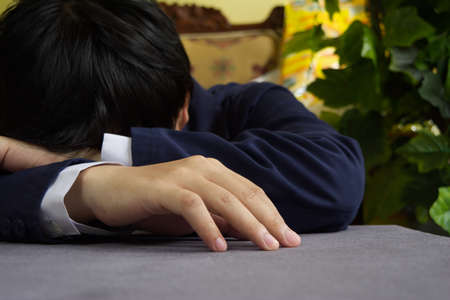 play the role of being an a businessman. Businessman is sad or have a lot of problems and something