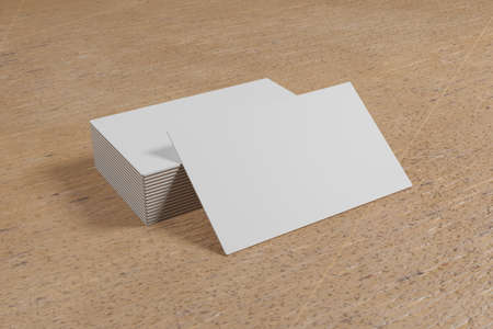 3D rendering of business cards that rests on brown wood. it can be used to identify you, your...