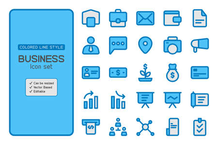 Set of Business icons with colored line style and vector based. It can use for your business or others.のイラスト素材