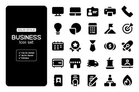 Set of Business icons with solid style and vector based. It can use for your business or others.のイラスト素材