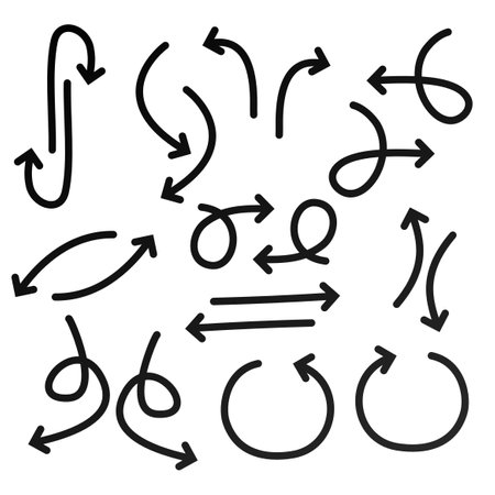 arrow and direction vector set with line style, It use black olor.のイラスト素材